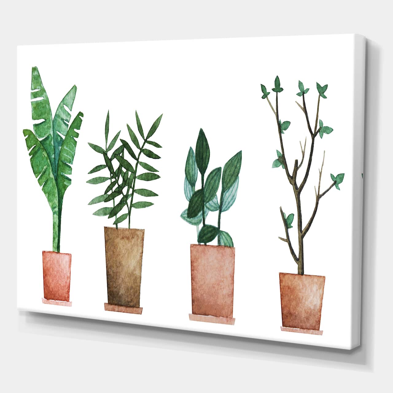 Designart - Duo of Potted Flowers House Plants - Farmhouse Canvas Wall Art Print